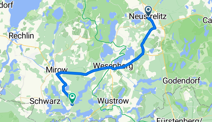 Neustrelitz, Neustrelitz nach Fleether Mühle, Mirow