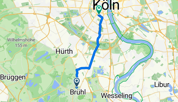 Brühl, Brühl nach Am Weidenbach, Köln