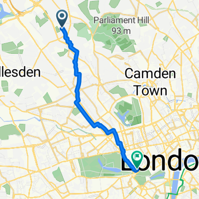 Granville Road, London to Brick Street, London