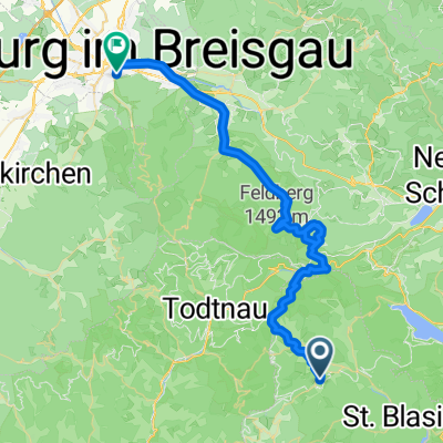 Weiherweg, Bernau im Schwarzwald nach Prinz-Eugen-Straße, Freiburg im Breisgau