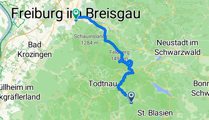 Weiherweg, Bernau im Schwarzwald nach Prinz-Eugen-Straße, Freiburg im Breisgau