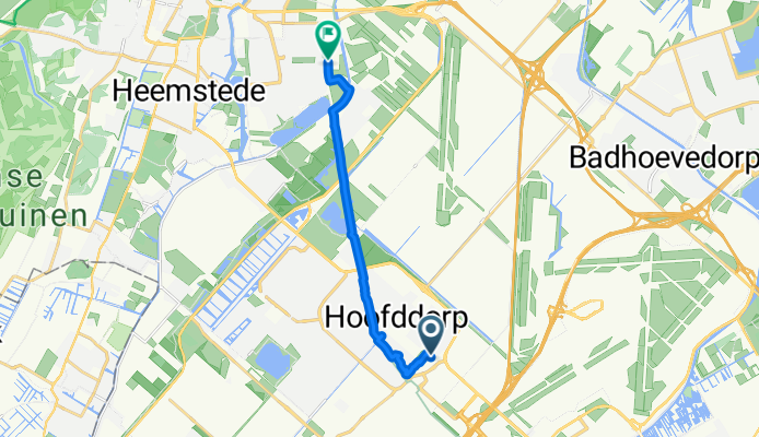 Jupiterstraat, Hoofddorp to Professor van der Scheerstraat, Haarlem