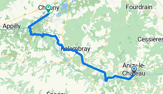 Rue du 7e Bataillon de Chasseurs Alpins, Pinon nach Rue du Port, Chauny