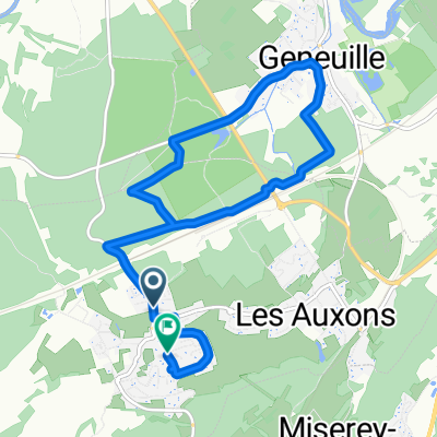 Place de la Fontaine, Les Auxons à Rue de la Mairie, Les Auxons