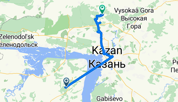 Лесная Поляна улица, Верхнеуслонский район до Сухая Река — Берновые Ковали — Семиозёрка, Высокогорский район