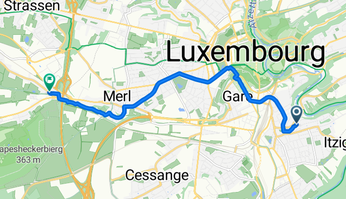 Rue de l'Égalité, Luxembourg to Rue de Luxembourg, Bertrange