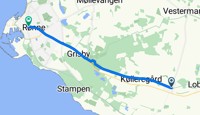 Kirkevej, Aakirkeby to Ellekongstræde, Rønne
