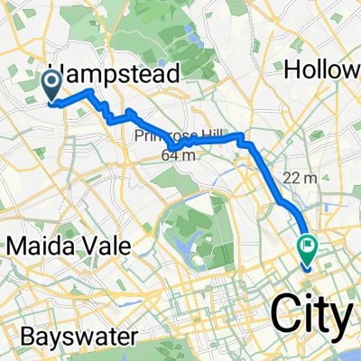 Hillfield Road, London to Fortitude Bakery Colonnade, London