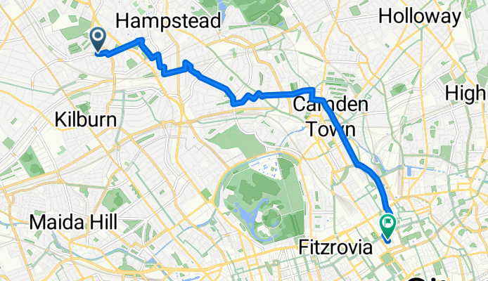 Hillfield Road, London to Fortitude Bakery Colonnade, London