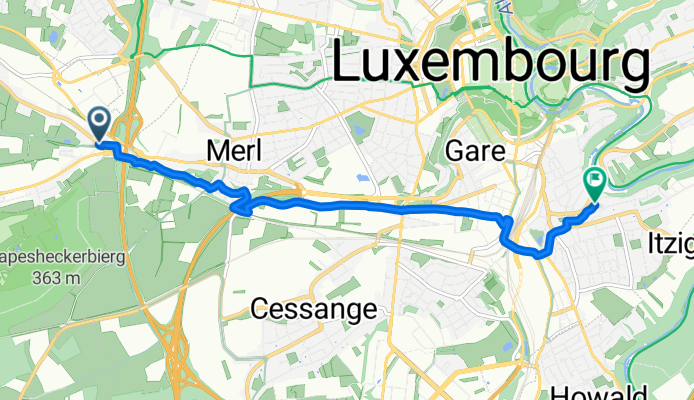 Rue de Luxembourg, Bertrange to Rue de l'Égalité, Luxembourg