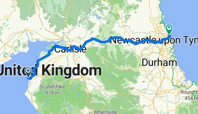 Workington, Cumberland to England Coast Path, North Shields