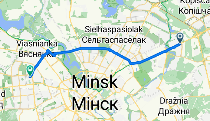 улица Кирилла Туровского, Минск до улица Данилы Сердича, Минск