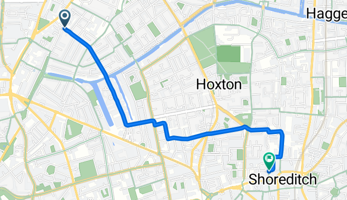 Islington Green, London to Burbage House, London