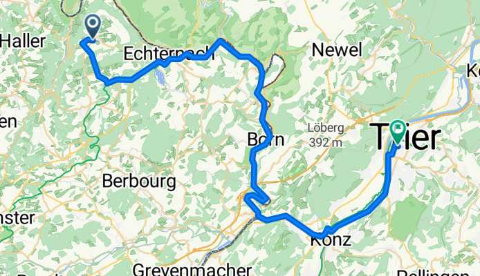 Rue d'Echternach, Berdorf to Dietrichstraße, Trier