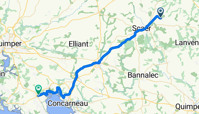 Rue de la Poste, Guiscriff à Rue de Kerourgué, Fouesnant