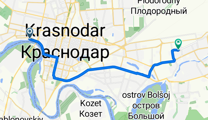 Кожевенная улица, Краснодар до улица Дежнёва, Краснодар