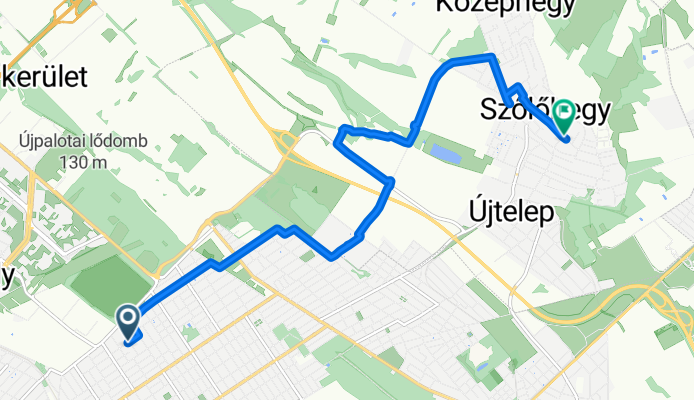 Bercsényi utca, Budapest to Szőlő utca, Csömör