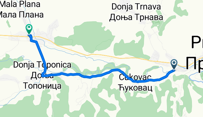 Gornja Draganja, Prokuplje to Улица Дреновац, Prokuplje
