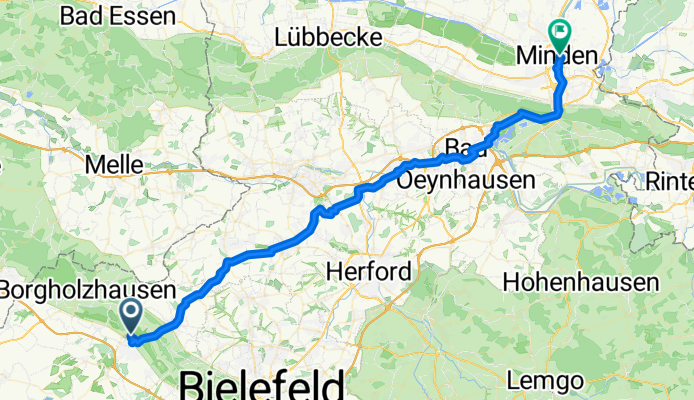 Wertherstraße, Halle (Westfalen) nach Großer Domhof, Minden