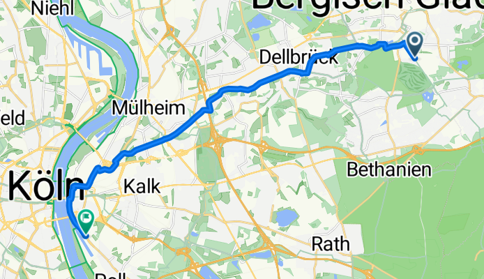 Lutonstraße, Bergisch Gladbach nach Kaltenbornweg, Köln