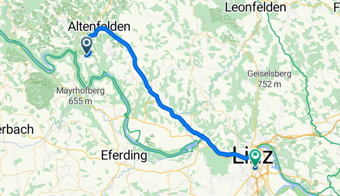 48.447, 13.944 nach 48.291, 14.292