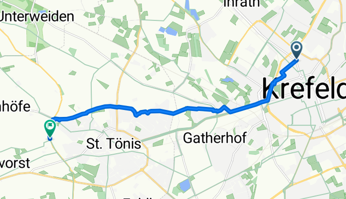 Weggenhofstraße, Krefeld nach Düsseldorfer Straße, Tönisvorst