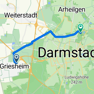 Griesheim, Griesheim nach Kastanienallee, Darmstadt