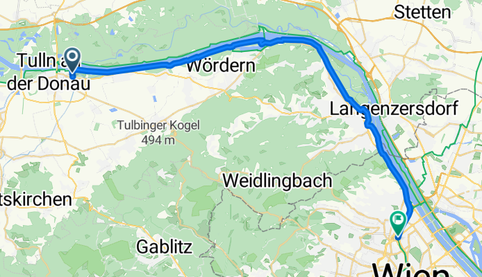 Donaulände, Tulln an der Donau to Bertha-Zuckerkandl-Weg, Vienna
