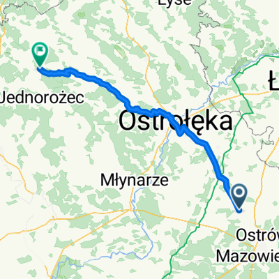 Jelonki, Ostrów Mazowiecka do Nowa Wieś, Jednorożec