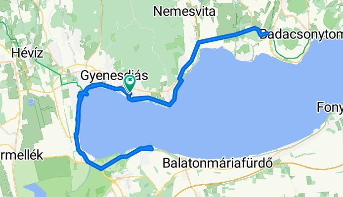 Vonyarcvashegy-Keszthely-Balatonberény és vissza, majd Balatongyörök-Szigliget-Badacsony és vissza Vonyarcvashegy