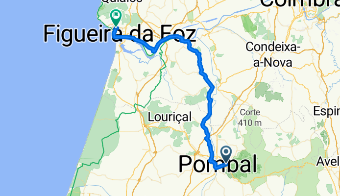 Rua Oito de Dezembro, Pombal nach Praceta do Cap Salgueiro Maia, Figueira da Foz