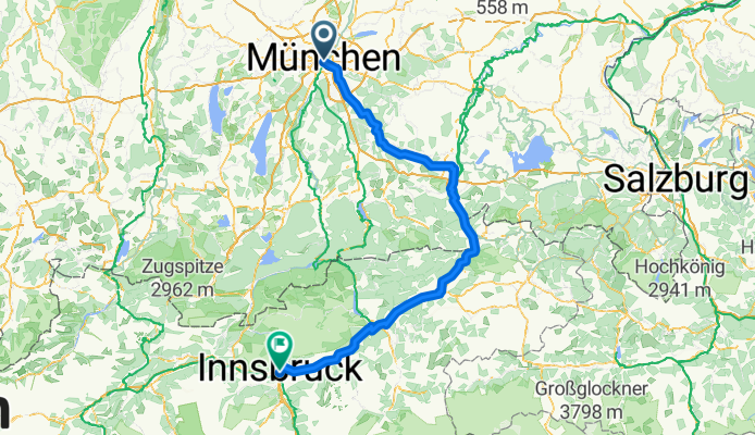 Marienplatz, München naar Maria-Theresien-Straße, Innsbruck