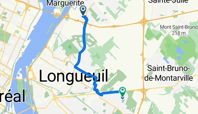 Rue Jules-Léger, Boucherville à Rue des Mélèzes, Longueuil