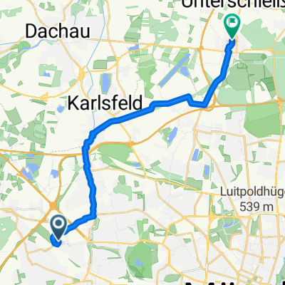 Edmund-Husserl-Straße 3, München nach Am Fohlengarten 12B, Oberschleißheim