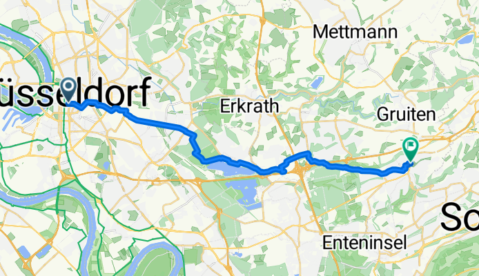 Grünstraße, Düsseldorf nach Robert-Koch-Straße, Haan