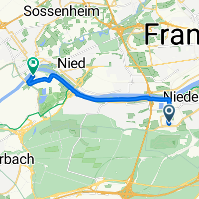 Lyoner Straße, Frankfurt am Main nach Höchster Weg, Frankfurt am Main