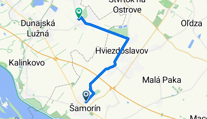 Pomlejská cesta, Šamorín až Azalková ulica, Miloslavov