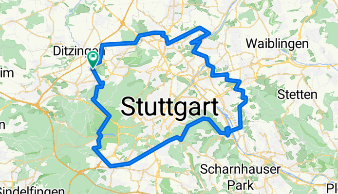 Hausenring - Max Eyth See - Grabkapelle - Fernsehturm - Bärenschlößle - Hausenring