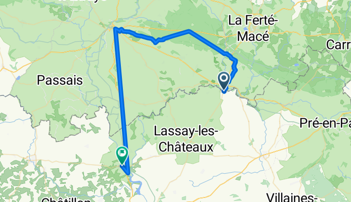 De Route de Couterne à Place du Château