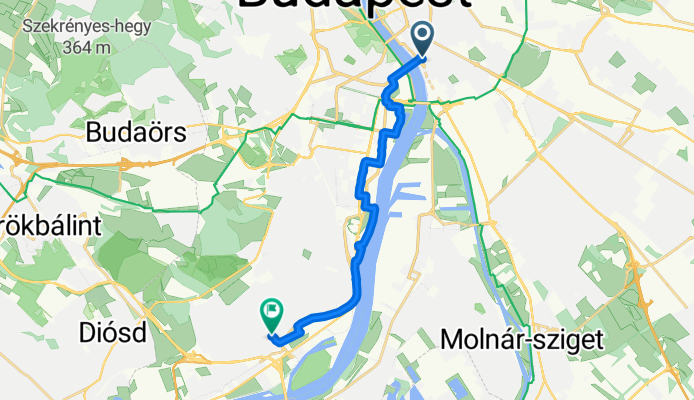 Boráros tér, Budapest nach Rózsakert utca, Budapest