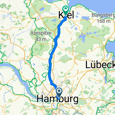 Güntherstraße, Hamburg nach Kleiner Kuhberg, Kiel