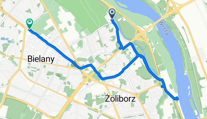 Gwiaździsta, Warszawa do Bielany, Warszawa