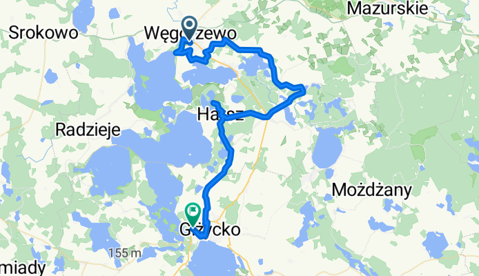 Juliusza Słowackiego, Węgorzewo do al Wojska Polskiego, Giżycko