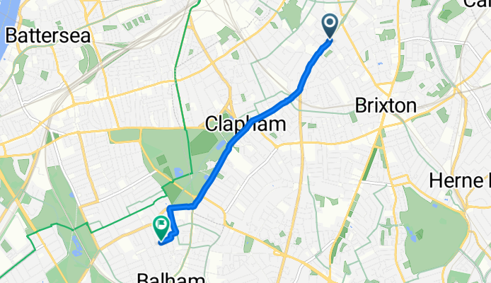 Clapham Road, London to Balham Grove, London