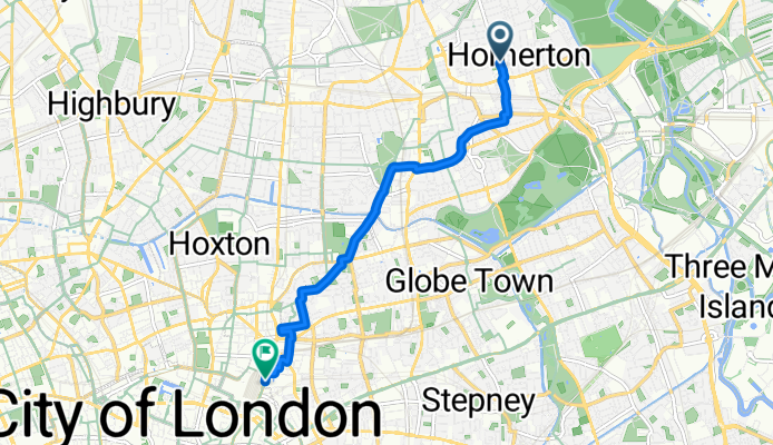 Chatsworth Road, London to Middlesex Street, London