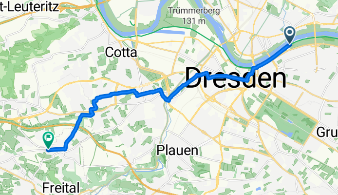 Käthe-Kollwitz-Ufer, Dresden naar Zum Weinberg, Freital