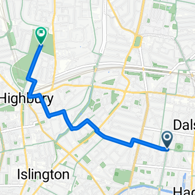Route to Highbury Fields Courts