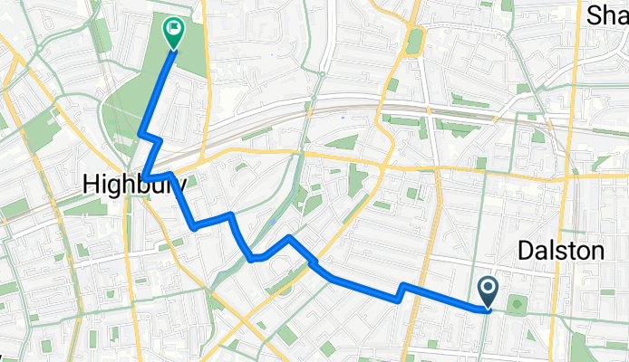 Route to Highbury Fields Courts