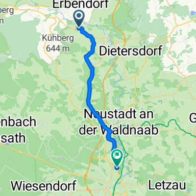 От Am Bohrturm 1, Windischeschenbach до Pfeifferstraße 2, Weiden in der Oberpfalz