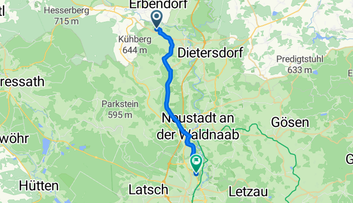 От Am Bohrturm 1, Windischeschenbach до Pfeifferstraße 2, Weiden in der Oberpfalz